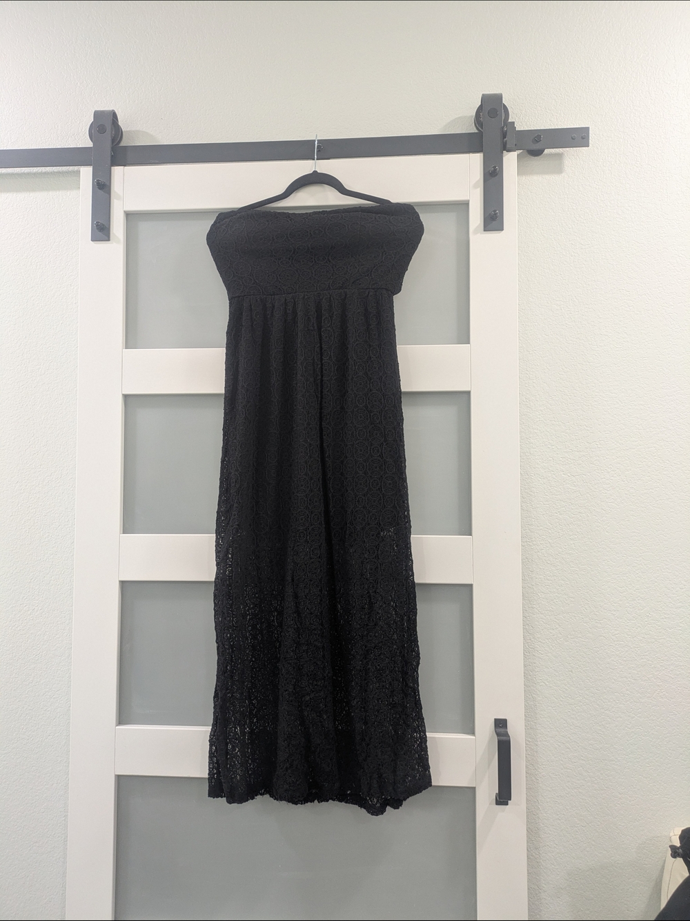 No Boundaries Black Strapless Lace Maxi Dress